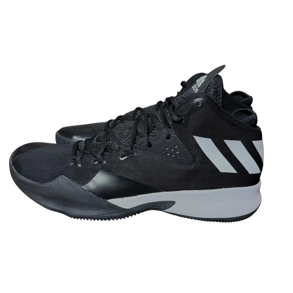 Adidas Mens Dual Threat Black White Mid Basketball Lace Up Shoes BY4182 Size 12